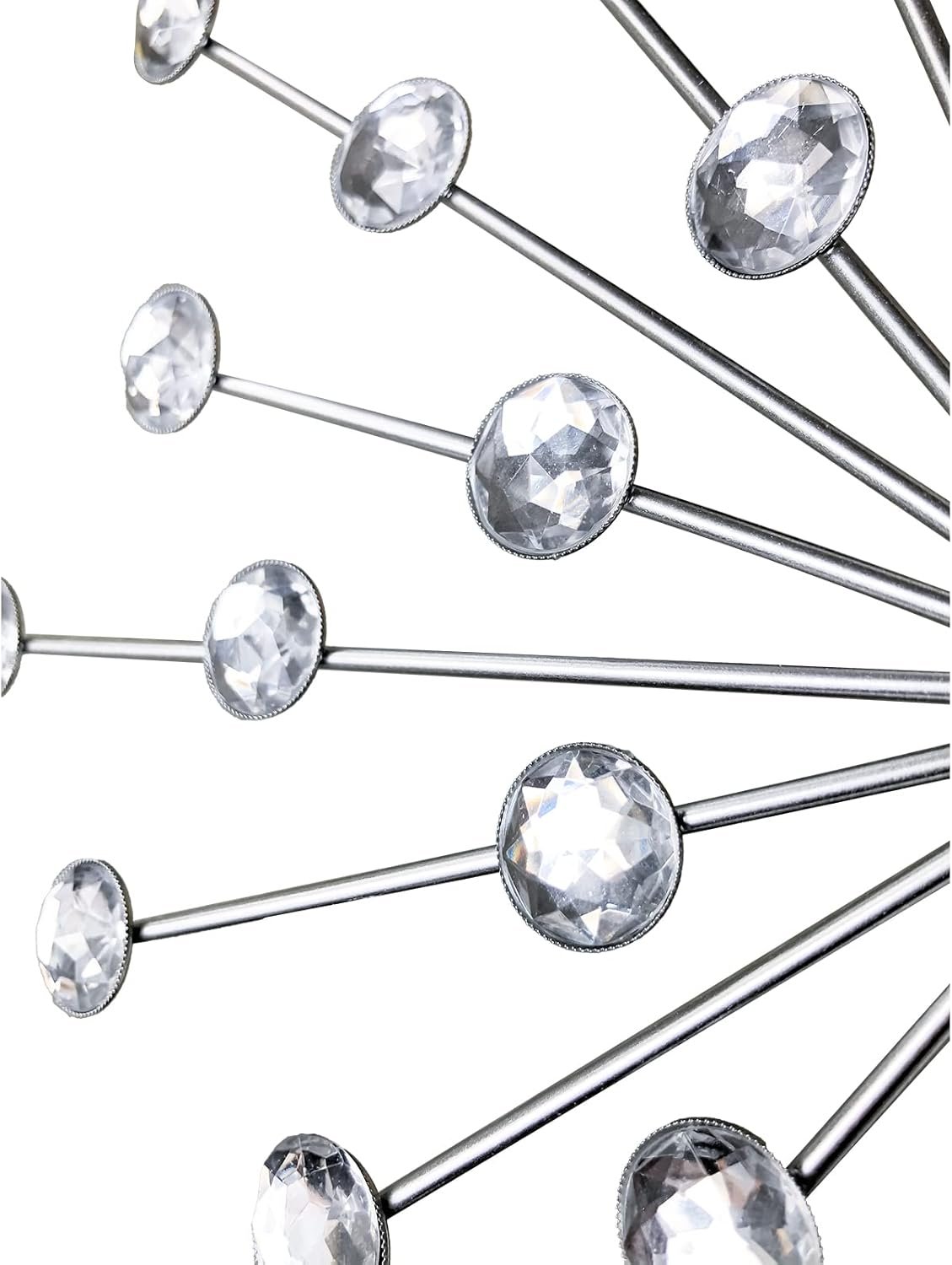 61kesHIPSFL._AC_SL1500_ ZEXUIRU 3 Set Silver Metal Jeweled Wall Art - Image 2