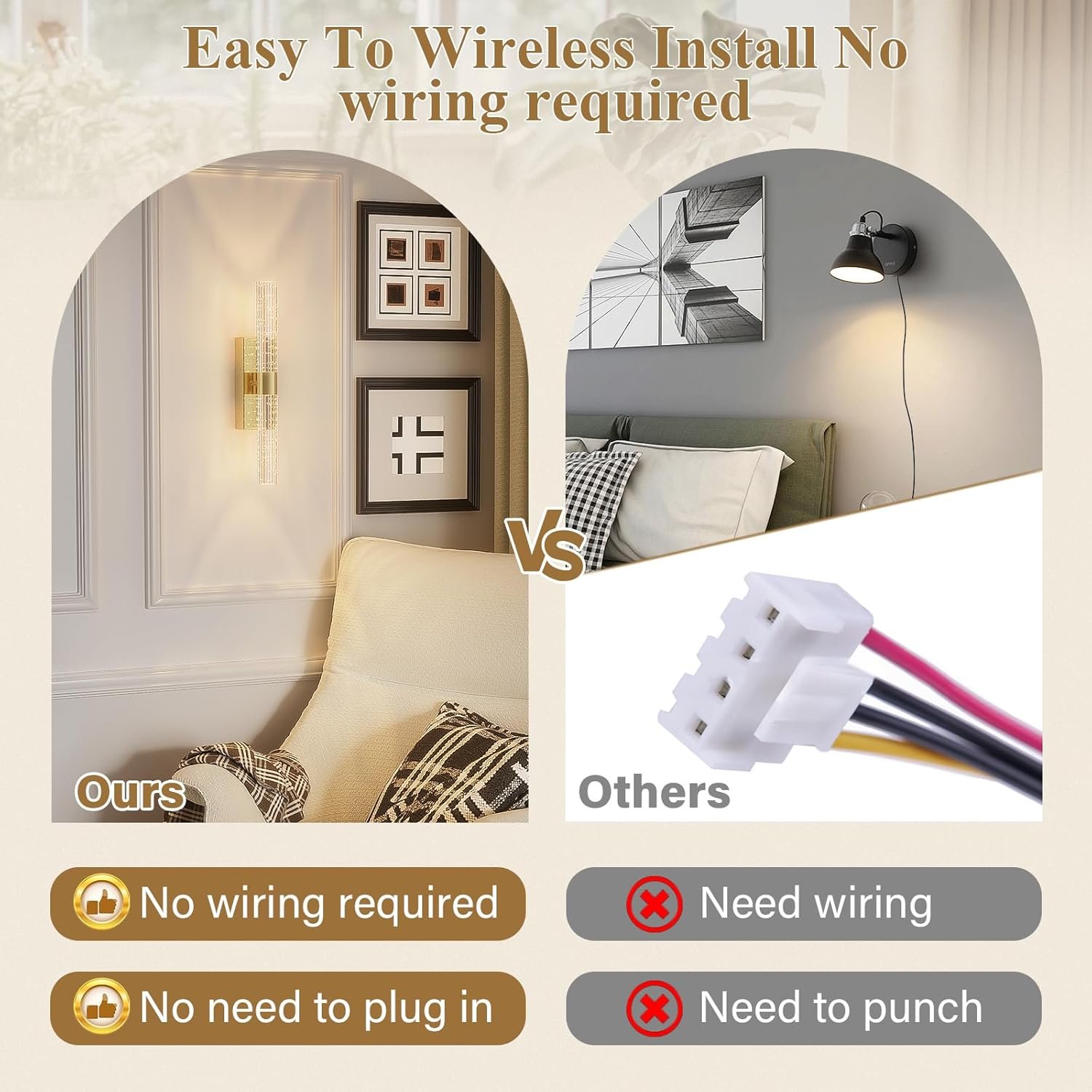 712A5ru4lML._AC_SL1500_ camuucci Battery Operated Gold Wall Sconces - Image 6