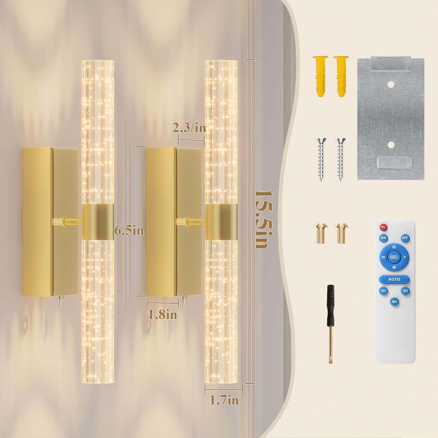 71J9z6yUSiL._AC_SL1500_ camuucci Battery Operated Gold Wall Sconces - Image 5