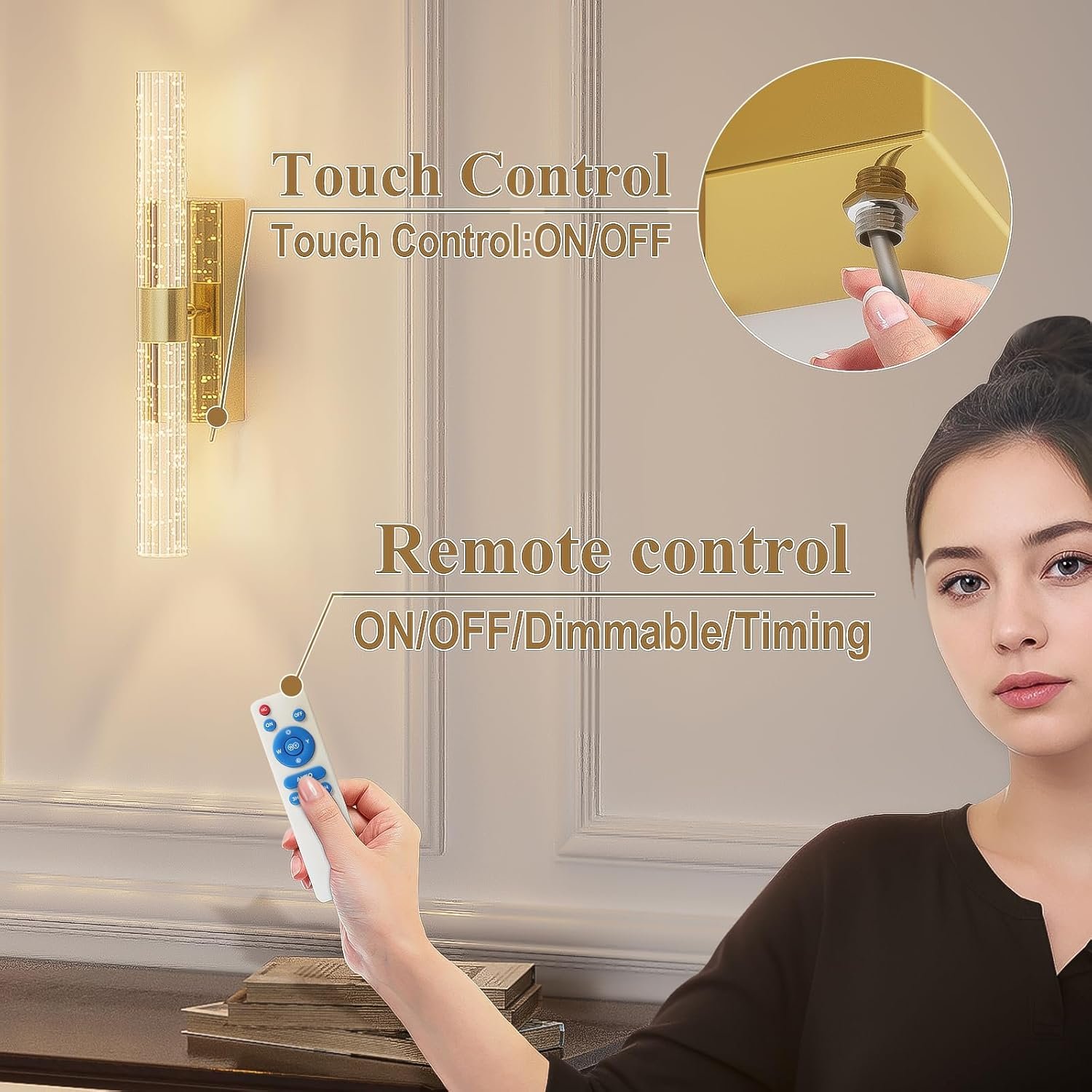 71+qR+bYepL._AC_SL1500_ camuucci Battery Operated Gold Wall Sconces - Image 3