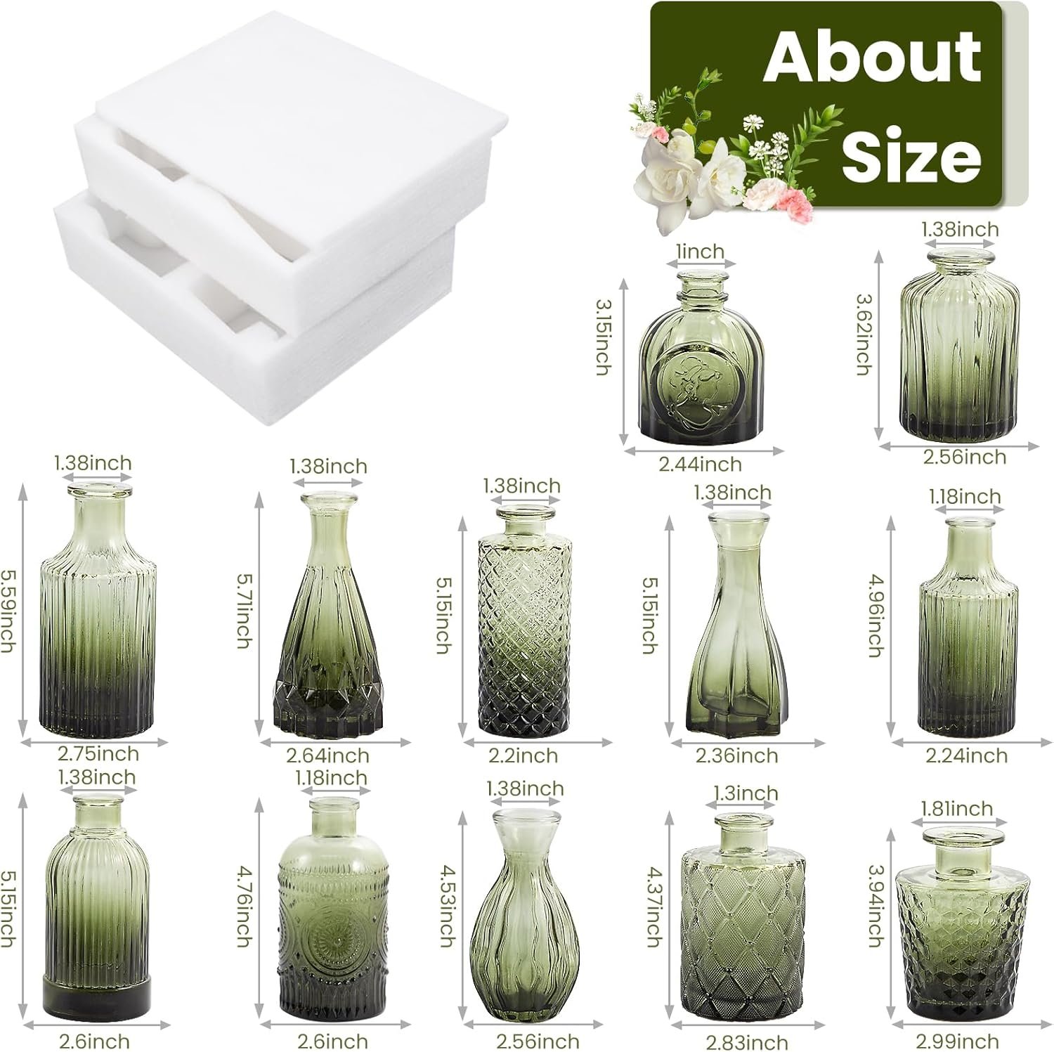 71Fjsq-ctTL._AC_SL1500_ 12pcs Green Glass Bud Vases Set - Image 6