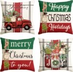 AVOIN colorlife Merry Christmas Tree Snowman Truck Throw Pillow Covers