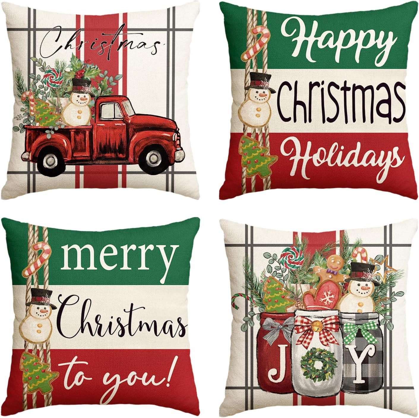 81dxbmKgdiL._AC_SL1500_ AVOIN colorlife Merry Christmas Tree Snowman Truck Throw Pillow Covers - Image 1