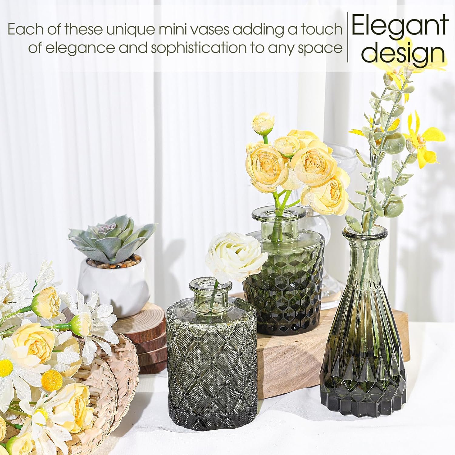 81lhRXZPRfL._AC_SL1500_ 12pcs Green Glass Bud Vases Set - Image 2